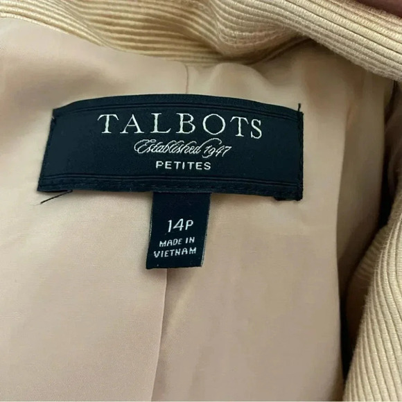 TALBOTS 14P blazer jacket tan textured double breasted cotton/silk blend Classy - Picture 7 of 7